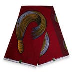 VLISCO stof Hollandais Afrikaanse Wax print - Donkerrood VL0, Ophalen of Verzenden, Nieuw