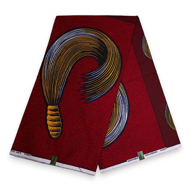 VLISCO stof Hollandais Afrikaanse Wax print - Donkerrood VL0, Hobby en Vrije tijd, Stoffen en Lappen, Nieuw, Ophalen of Verzenden