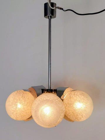 Plafondlamp - chroomgeplateerd metaal - Een hanglamp in