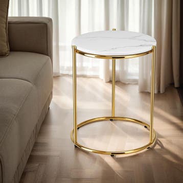 Bijzettafel Ellsa, marmerlook, stalen frame, Verzenden, Nieuw