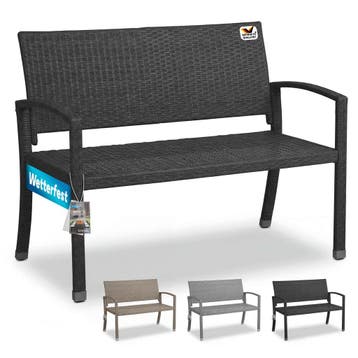 Polyrotan Tuinbank Zwart 122x58x87cm (Tuinbanken-Tuinsets), Verzenden, Nieuw