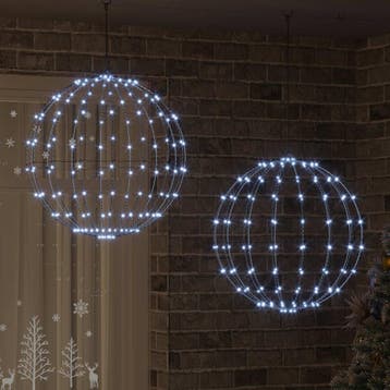 vidaXL Bal 2 st Koudwit 60 x 60 x 62 cm Metaal 384 LEDs, Diversen, Verzenden, Nieuw