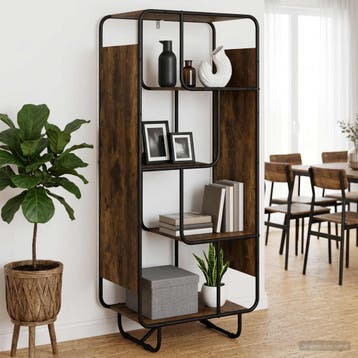 vidaXL buffetkast Gerookt eiken 60 x 37,5 x 144 cm Bewerkt, Minder dan 50 cm, Verzenden, Nieuw, Minder dan 100 cm