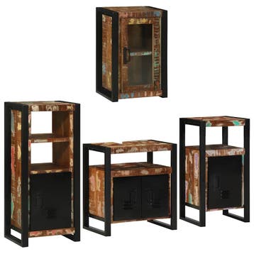 vidaXL Badkamermeubelset 4 pcs Multikleur Massief gerecycled, Verzenden, Nieuw, Overige typen