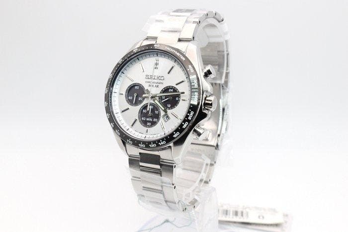 Seiko - SBPY165 Solar Chronograph White Black Panda Dial -, Sieraden, Tassen en Uiterlijk, Horloges | Antiek