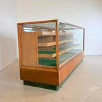 Vintage eiken fournituren toonbank – SLB Stuttgart, Glas, 150 tot 200 cm, Vintage, Ophalen of Verzenden
