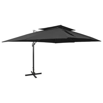 Luxe Parasol 4x3m Aluminium | Tweedekansje | OP=OP, Verstelbaar, Ophalen of Verzenden, 3 tot 4 meter, Zweefparasol