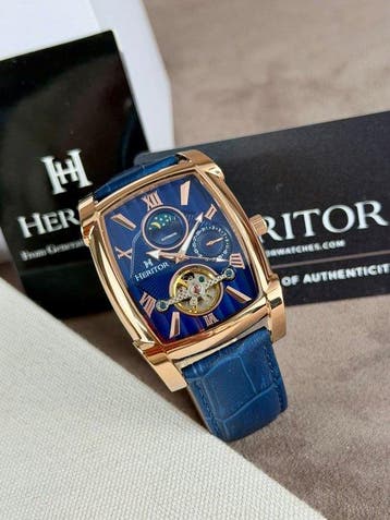 Heritor - Valentin Automatic Open Heart - Rose Gold/Blue -, Nieuw