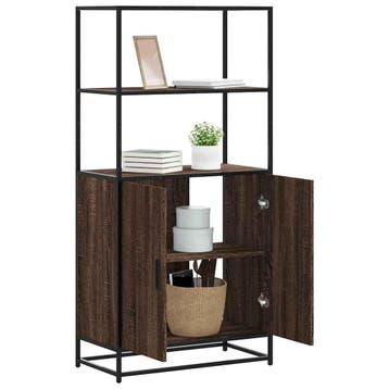 vidaXL buffetkast 68x35x139 cm bewerkt hout en metaal bruin, Verzenden, Nieuw, Overige houtsoorten