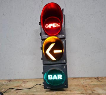 Stoplicht - Plastic - Bar open stoplicht, Antiek en Kunst
