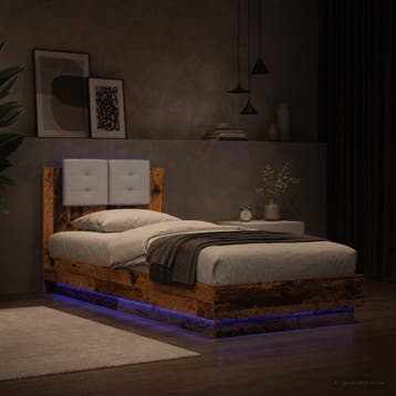 vidaXL Bedframe met Hoofdeinde Oud hout Bewerkt hout, Verzenden, Nieuw, Bruin, Hout