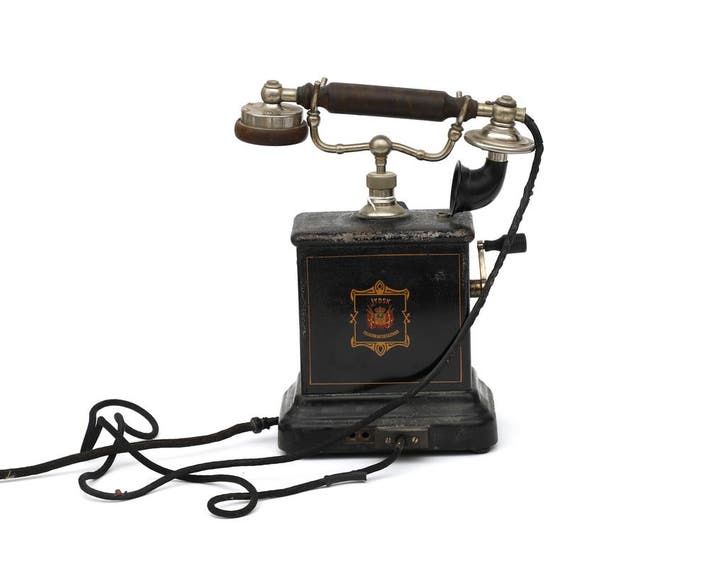 Een handzwengel telefoon, Denemarken, circa 1900, Antiek en Kunst, Curiosa en Brocante