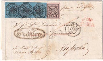 Italiaanse oude staten - Pauselijke Staat 1857 - 30 apr 5 +, Gestempeld