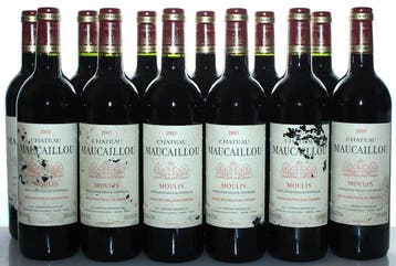 2003 Château Maucaillou - Moulis - 12 Flessen (0.75 liter), Verzamelen, Nieuw