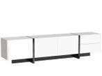 Wit/Zwart TV-meubel 190 cm – Lowboard met Lades en Deuren, Huis en Inrichting, Kasten | Televisiemeubels, Verzenden, Nieuw