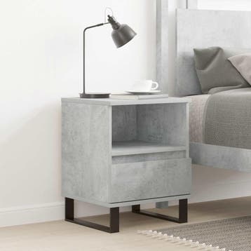 vidaXL Nachtkastje 40x35x50 cm bewerkt hout betongrijs, Minder dan 45 cm, Verzenden, Nieuw, Minder dan 55 cm