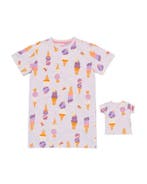 HEMA Kindernachthemd ijsjes met poppenpyjama paars, Verzenden, Nieuw