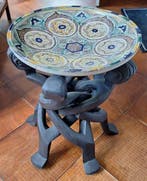 Schotel - Aardewerk, Hout - op inklapbare stand, Antiek en Kunst