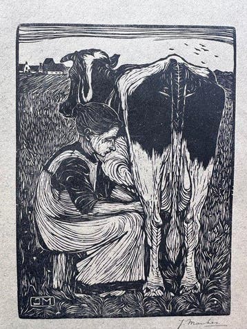 Jan Mankes (1889-1920) - Koemelkster, Antiek en Kunst