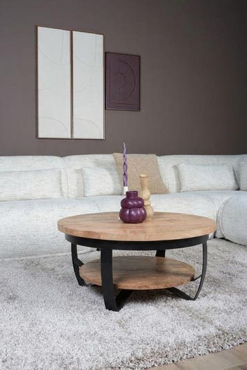 Ronde Salontafel - Mangohout 90 cm (verzenden en afhalen), Huis en Inrichting, Tafels | Salontafels, 50 tot 100 cm, Rond, Nieuw