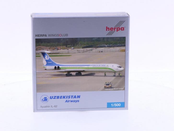 Schaal 1:500 Herpa 505093 Uzbekistan Airways Ilyushin IL-..., Hobby en Vrije tijd, Modelbouw | Vliegtuigen en Helikopters, Gebruikt