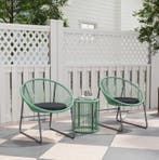 Nieuw 2-persoons balkonset rotan groen – tafel met 2 stoelen, 2 zitplaatsen, Nieuw, Stoel, Tuinset