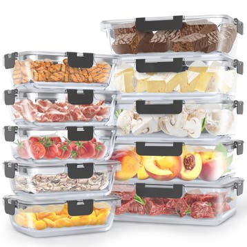 Avalo Vershoudbakjes Glas - Met Deksel - 10 Delig 1060ml, Verzenden, Nieuw