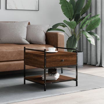 vidaXL Salontafel 50x50x50 cm bewerkt hout bruin eikenkleur, Verzenden, Nieuw, Overige houtsoorten, 50 tot 100 cm