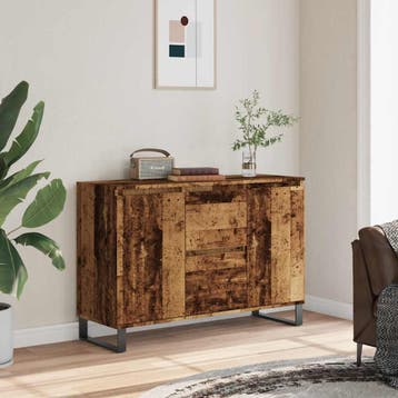 vidaXL Dressoir 101,5x35x70 cm bewerkt hout oud houtkleurig, Verzenden, Nieuw, Overige houtsoorten