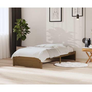 vidaXL Bedframe massief hout honingbruin 90x200 cm, 90 cm, Eenpersoons, Bruin, Verzenden