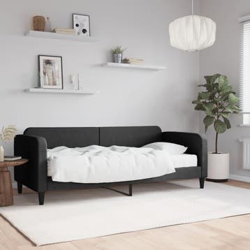 vidaXL Slaapbank met matras 80x200 cm stof zwart, Eenpersoons, Verzenden, Zwart, Nieuw