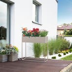Plantenstandaard Joensuu 80x80x25 cm staal lichtgrijs [en.ca, Tuin en Terras, Bloempotten, Verzenden, Nieuw