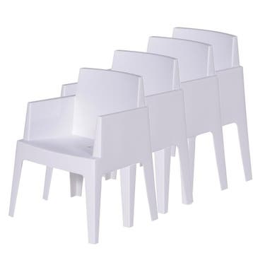 Garden Impressions Box tuinstoel the original wit - 4 stuks, Tuin en Terras, Verzenden, Nieuw