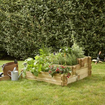 Plantenbak 3 Verdiepingen met Worteldoek Grenen 80 x 100 cm, Tuin en Terras, Bloembakken en Plantenbakken, Verzenden, Nieuw, Rechthoekig