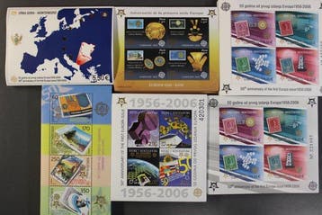 Europa 50 jaar Europese merken - 600 blokken, 6, Gestempeld