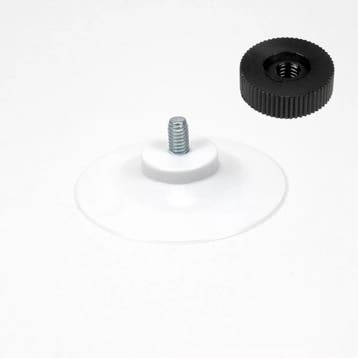 40mm Witte Zuignap met Schroefdraad en Zwarte Kartelmoer