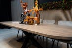 Ovale tafel zand – met metalen matrix poot - topkwaliteit, 100 tot 150 cm, Verzenden, Landelijk, Vijf personen of meer