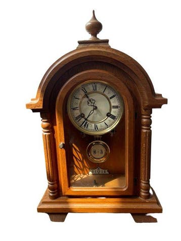 Klok - Hout, Messing - 1960-1970 - Patti Style Mantel Clock