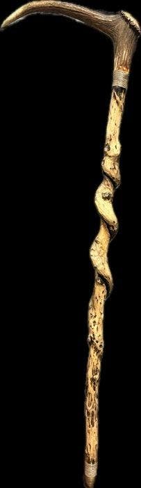 Wandelstok - Hout, gewei - Hertengewei - ree-embleem
