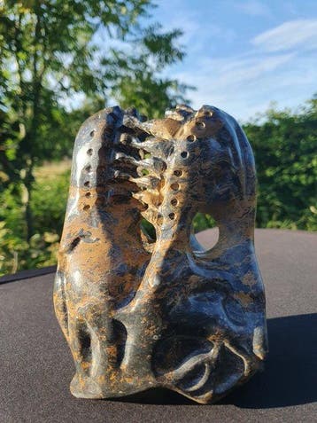 Grote met de hand gesneden T-Rex schedel - koperjaspis -