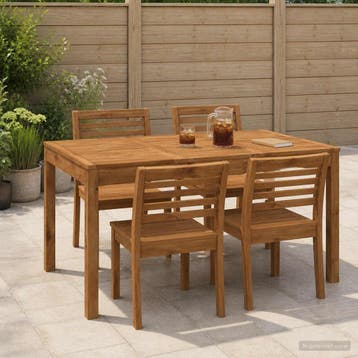 vidaXL Tuindiner tafel LAREN Naturel 141 x 80,5 x 75 cm, Tuin en Terras, Verzenden, Nieuw