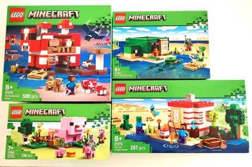 Lego Set - Minecraft - 21270 + 21254 + 21268 + 21275, Nieuw