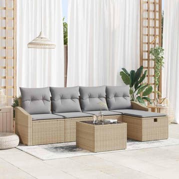 vidaXL Bankstel 5 st poly rattan, Verzenden, Nieuw, Rotan, 5 zitplaatsen