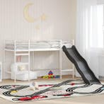 vidaXL Kinder loft bedframe met glijbaan Wit en Antraciet 90, Verzenden, Nieuw, Wit, Metaal