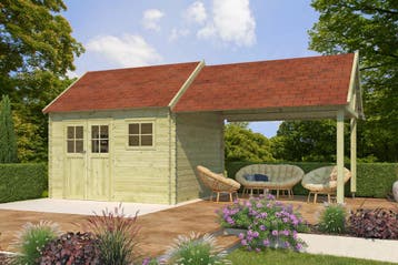 Woodlands Blokhut Coventry XL Groen 720 x 320 cm, Nieuw