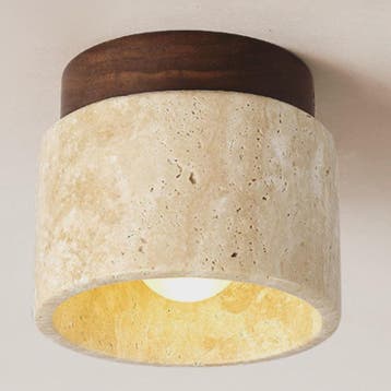 Japanse Stijl LED Plafondlamp - Natuursteen & Hout - Sfeervo, Verzenden, Nieuw
