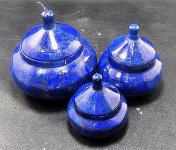 Lapis Lazuli-edelsteen Pots - Hoogte: 121 mm - Breedte: 116