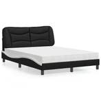 vidaXL Bed met matras Hvar kunstleer zwart en wit 140x200, Huis en Inrichting, Slaapkamer | Bedden, Overige materialen, Verzenden
