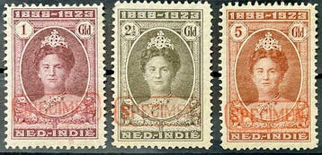 Nederland 1923 - Drie postzegels met Koningin Wilhelmina, Gestempeld