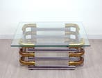 Salontafel - Staal, Messing, Glas